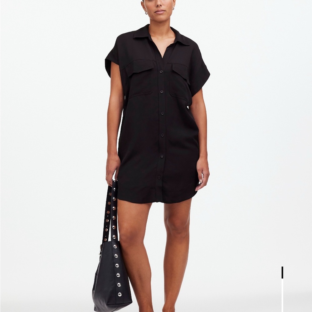 Madewell Black Mini Utility Shirt Dress